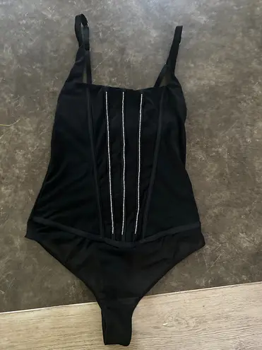 Auden Women's Rhinestone Lingerie Bodysuit - Black