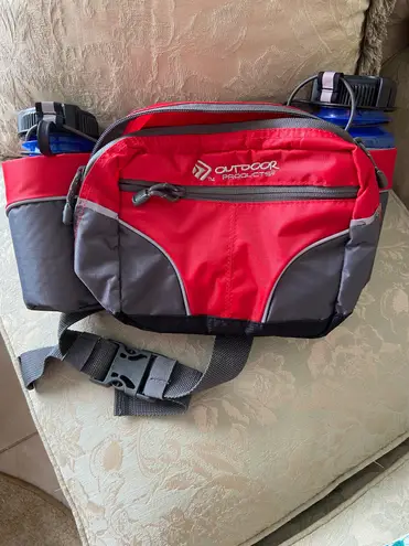 Outdoor Products Mojave 8.0 Red & Gray Fanny pack Hiking hip dual bottle holder
