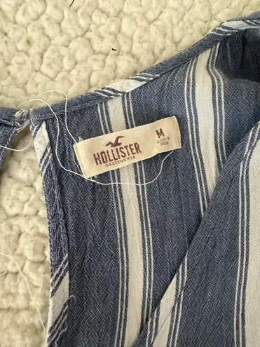 Hollister Tie Front Blue White Stripe Romper