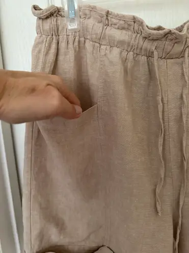 Sharagano NWT $58 Women’s Shorts Beige Solid Linen Blend, Sz L