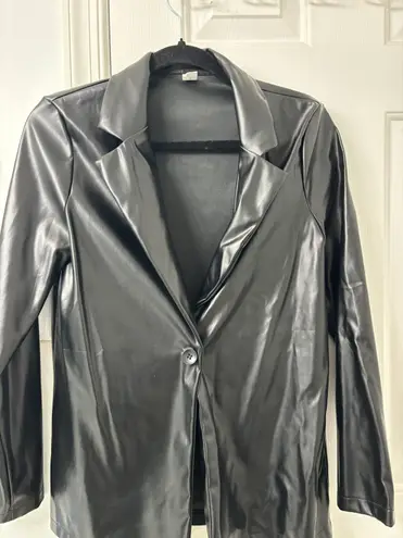 Faux Leather Blazer Black Size XS