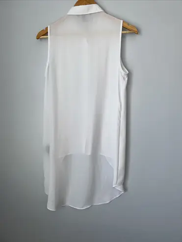 Zac and Rachel Hi Lo Blouse Sleeveless Lightweight Lagenlook Women’s Medium White