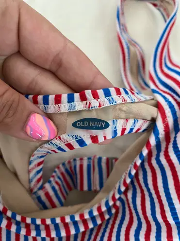 Old Navy Red White & Blue Striped Swim Top