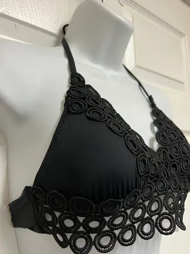 Becca ® by Re Virtue Siren Black Shimmer Halter String Bikini Top