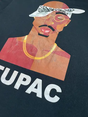 Rare Cross Colours Tupac shakur hip hop pop art short sleeve tee Black Size M
