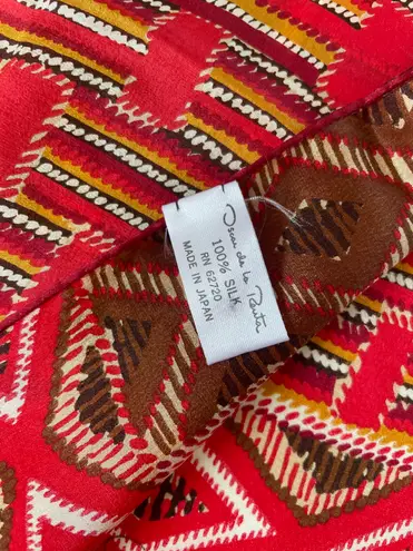 Oscar de la Renta Vintage Red Silk Scarf E135