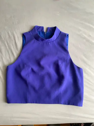 Black Halo - Elegant Blue Women's Crop Top - Size 2 Center Back Hidden Zipper