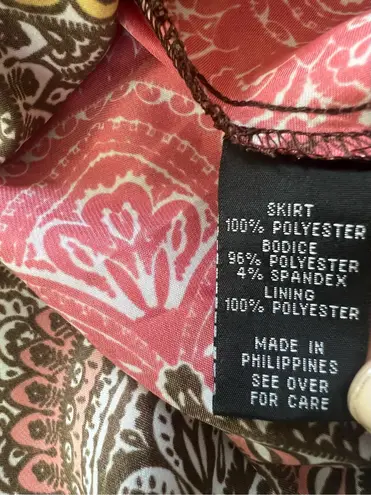 BCX Brown Pink Handkerchief Hem Sleeveless Mini Dress Size 5