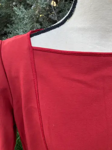 Lafayette 148 Brick Red Orange Ponte Knit Paneled Dress Short Sleeve Boat Neck L