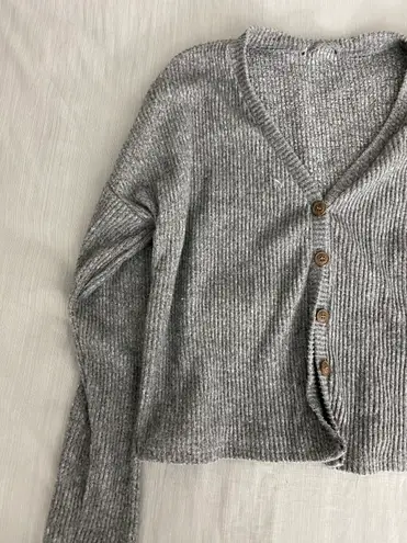 Urban Outfitters Gray Ribbed Cropped Cardigan