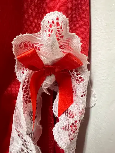 UNBRANDED Red And White Lace Chemise Babydoll Nightgown Size 2X