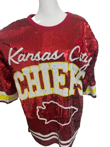 Kansas City Chiefs Sequin NFL Jersey Dress Womens One Size Red