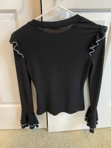 SheIn Black Ruffle Long Sleeve