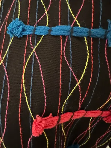 Vtg Choices Multicolored Embroidered Black