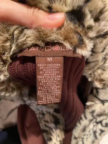 Bandolino Brown Vintage Faux Fur Trim Collar Jacket