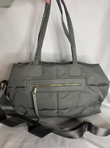 Grey Plush Fabric Weekender Travel Bag/Tote NWT Gray