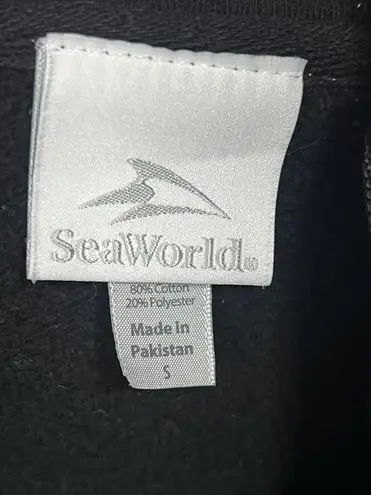 SeaWorld Women’s Black Full Zip Hooded Jacket With Orca Lightning Graphic Size S