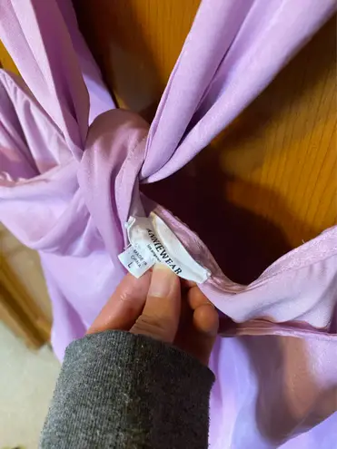 Lilac Satin Twist Neck Top Purple Size L