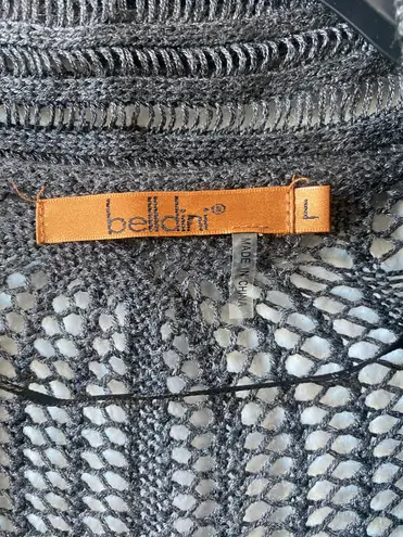 Beldini gray open-knit crochet cardigan size l