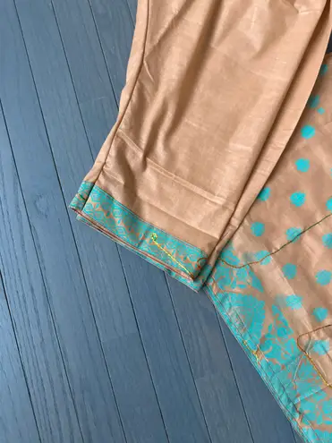 Indian Pakistani 3 Piece Embroidery Printed Light Brown Shalwar Kameez Sz M Size M