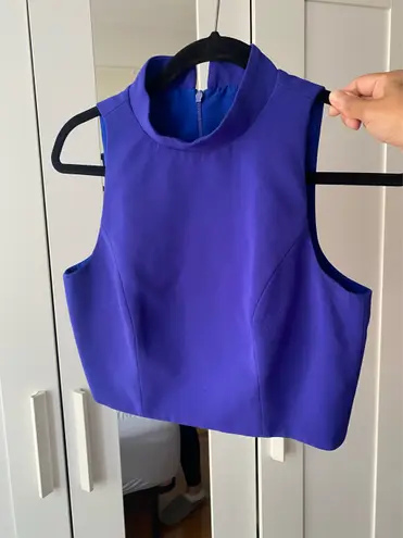 Black Halo - Elegant Blue Women's Crop Top - Size 2 Center Back Hidden Zipper