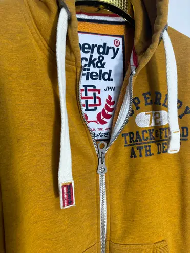 Superdry Track & Field Zip Hoodie in Mustard size Small Vintage