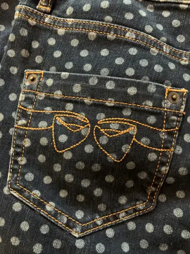 Red Valentino EUC Mid-Rise Skinny Leg blue polka dot jeans sz 28