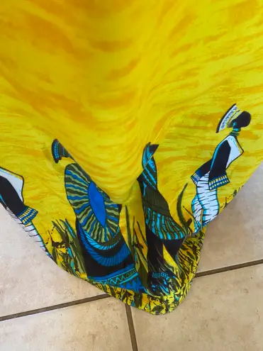 Yellow Swim suite cover up with Tribal print size xl