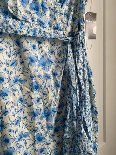 Maison Tara Sleeveless Mixed Bluebell Print Wrap Maxi Dress New Multiple Size 14