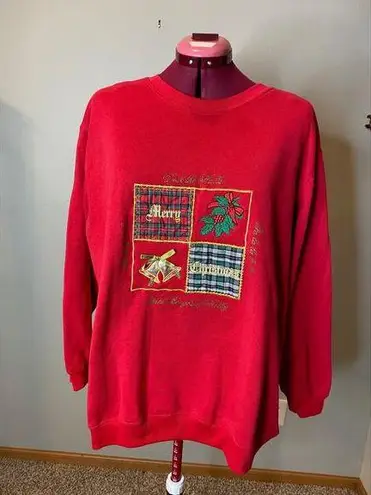 ugly Christmas sweatshirt embroidered red gold Size XL