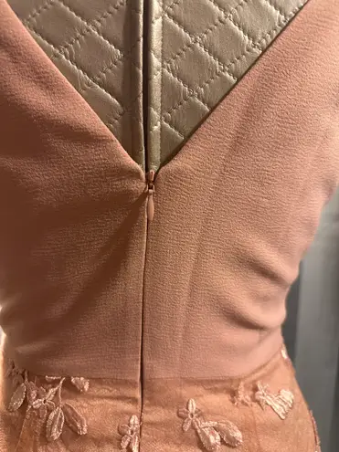 Dress the Population NWT Darleen V-neck Embroidered Cocktail Blush Dress Small