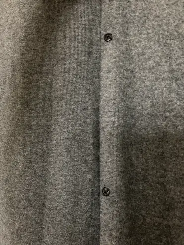 Grey Hooded Long Coat Gray Size M