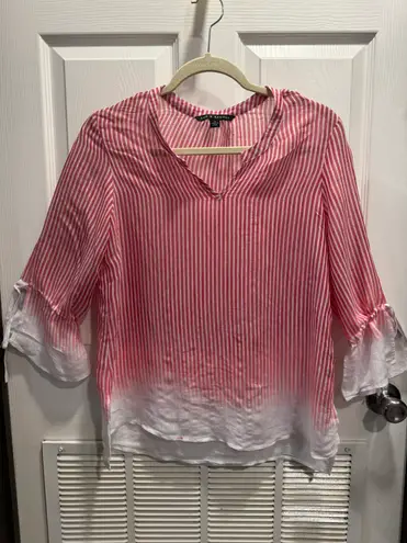 Zac and Rachel Women Top S White/Red Striped Boho.