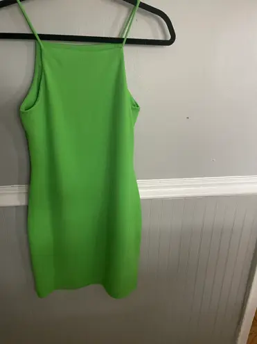 Mango Green Ribbed Knit Halter Neck Mini Dess Women's Size Small