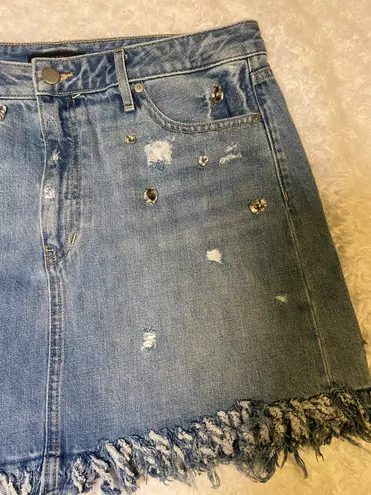 Banana Republic Distressed Denim Skirt With Bling Size 10