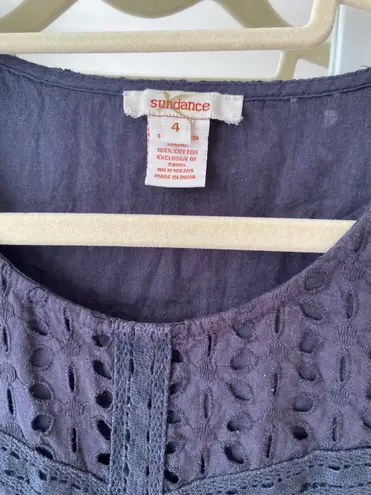 Sundance Black eyelet crochet trim dress size S