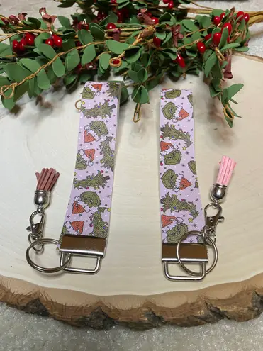 Handmade Grinch Trees Pink Holiday Christmas Keychains