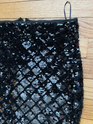 Say What? Say What? Sequin vintage y2k Diamond Mermaid Pattern Fish print Party Cocktail Zip Women's Black Midi Pencil Skirt Sz M