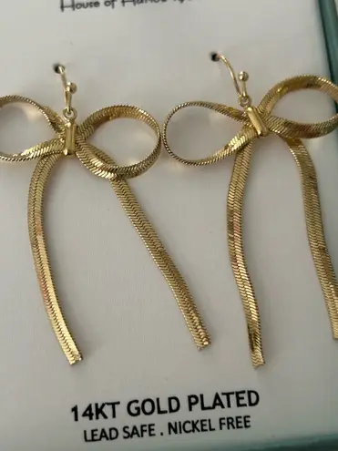 House of Harlow Gold Bow Earrings