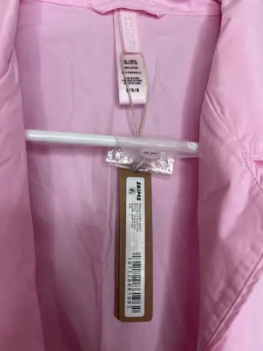 SKIMS Cotton Poplin Button Up Shirt Collared Baby Pink L Oversized Sleep NWT