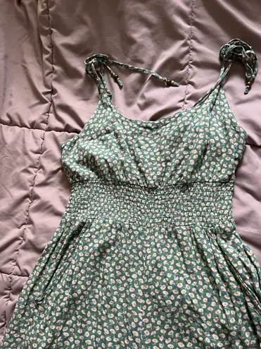 American Eagle Green Floral Jumpsuit