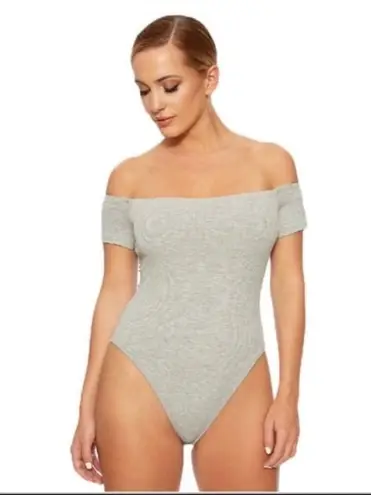 Naked Wardrobe NWOT Grey Off the Shoulder Bodysuit