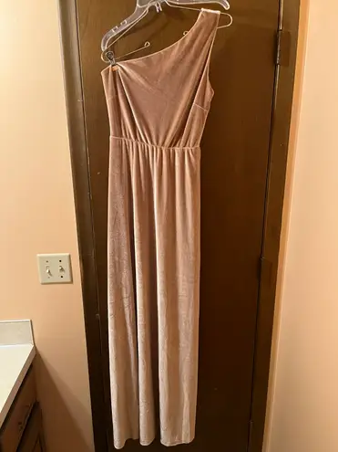 Baltic Born NWT  Tatiana Velvet One Shoulder Maxi Dress in Champagne