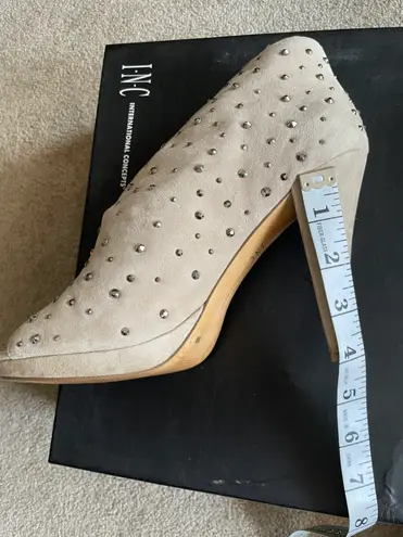 INC I.N.C Beige Studded Suede Booties 