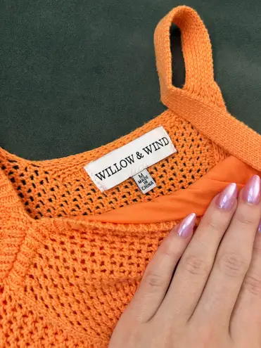 Orange Knit Crop Top and Skirt Set Size M