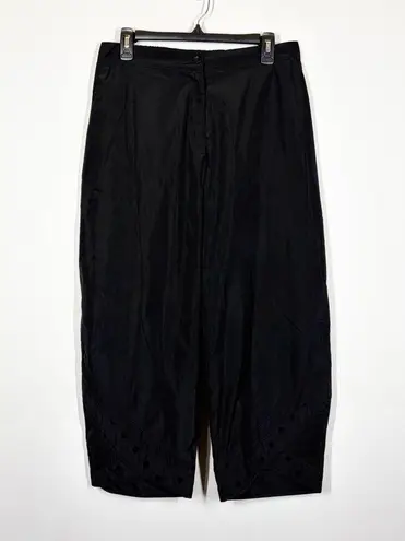 Sun Kim Polka Dot Hem Pant Size Medium Black