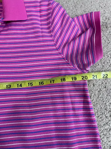 L.L.Bean Pink and Blue Striped  Polo Shirt M