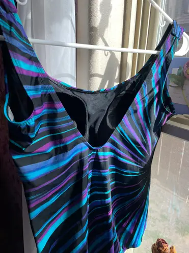 Women’s one piece colorful purple blue black bathing suit Multiple Size 10
