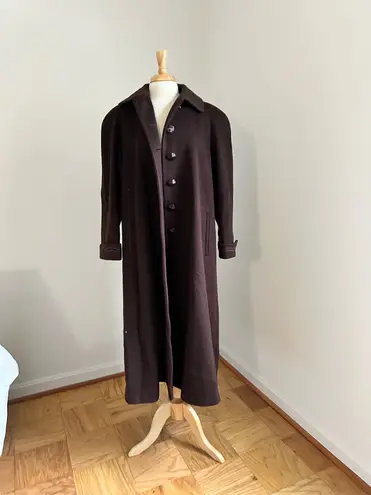 Vintage 100% Wool Brown Maxi Length Coat Size XL