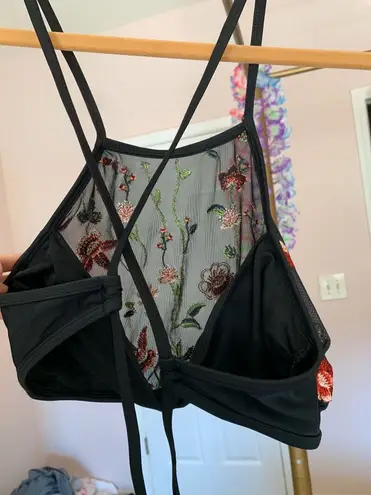 Xhilaration Floral Sheer High Neck Bikini Top